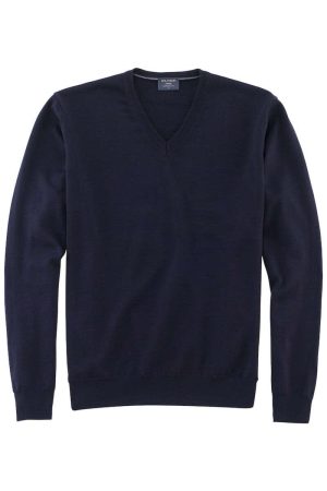 OLYMP Trui V-halsmarine, Effen