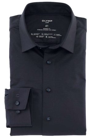 OLYMP Luxor Modern Fit Jersey shirt marine, Effen