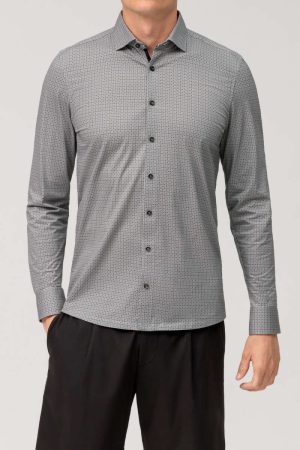 OLYMP Level Five 24/Seven Dynamic Flex Body Fit Jersey shirt blauw/groen/wit, Motief