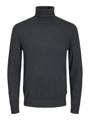 Jack – Jones Jjeemil Knit Roll Neck Noos Trui Dark Grey Melange