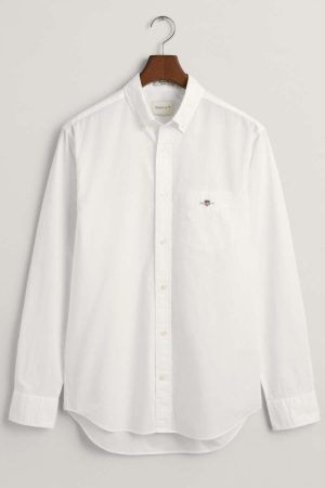 GANT Regular Fit Overhemd wit, Effen