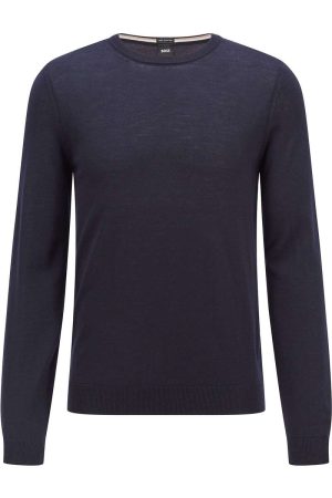 BOSS Slim Fit Trui donkerblauw, Effen
