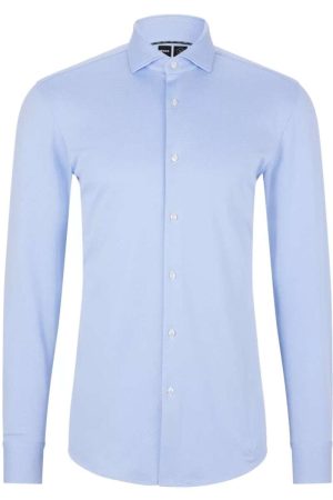 BOSS Slim Fit Jersey shirt blauw, Effen