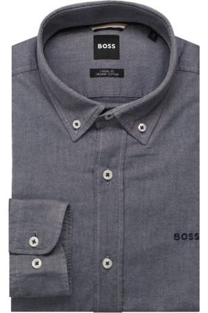 BOSS Casual Fit Overhemd donkerblauw, Effen