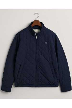 GANT Regular Fit Gewatteerd jack Marine, Effen