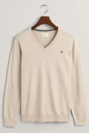GANT Regular Fit Trui V-halsbeige, Effen
