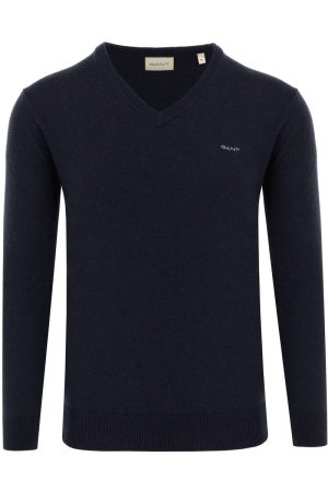GANT Regular Fit Trui V-halsMarine, Effen