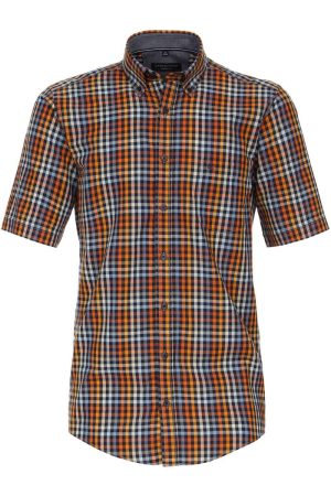 Casa Moda Casual Casual Fit Overhemd Korte mouw geel/blauw/wit