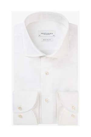 Profuomo Sky Blue Slim Fit Overhemd wit, Effen