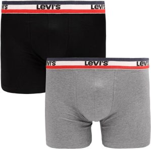 Levi’s Brief Boxershorts 2-Pack Zwart Grijs