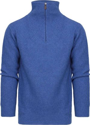 Suitable Half Zip Trui Wol Blend Blauw
