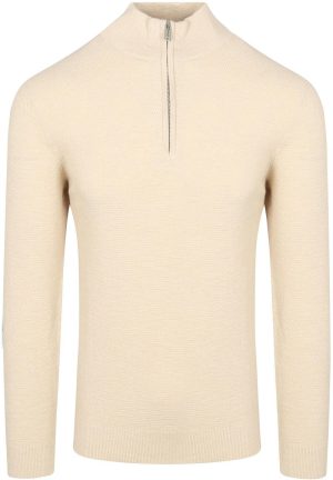 Profuomo Half Zip Pullover Structuur Ecru