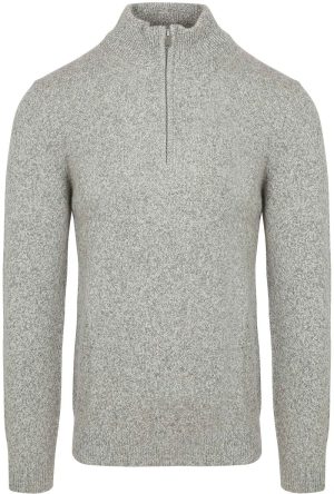 Profuomo Half Zip Pullover Lamswol Melange Grijs