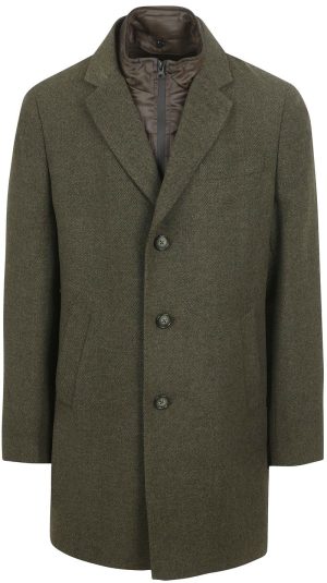 Suitable Coat Wol Twill Donkergroen