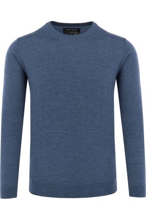 Marvelis Casual Modern Fit Trui ronde hals blauw, Effen