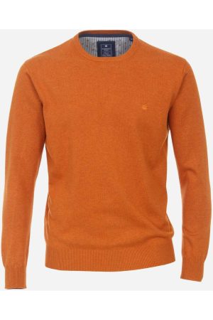 Redmond Casual Regular Fit Trui ronde hals oranje, Effen