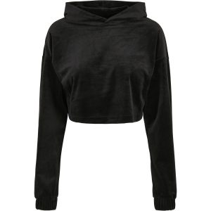 Dames sweatshirt met capuchon Urban Classics cropped velvet oversized