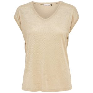 Dames-T-shirt Only Silvery manches courtes col V lurex
