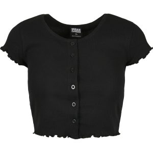 Dames-T-shirt Urban Classics cropped button up rib