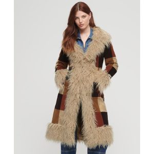 Lange damesjas Superdry Afghan Patchwork