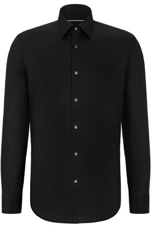 BOSS Regular Fit Overhemd zwart, Effen