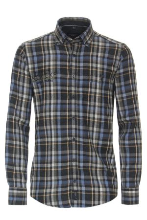Casa Moda Casual Casual Fit Overhemd donkergrijs, Ruit