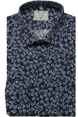 Marvelis Comfort Fit Overhemd marine, Motief