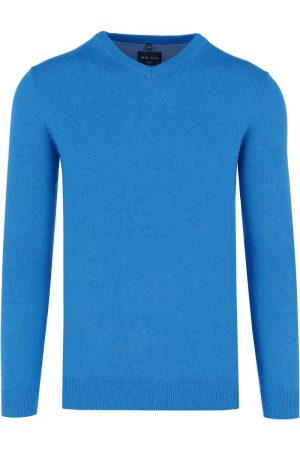 Marvelis Modern Fit Trui V-halsmiddenblauw, Effen