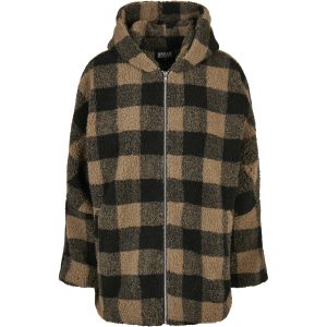 Damesfleece Urban Classics hooded oversized check sherpa