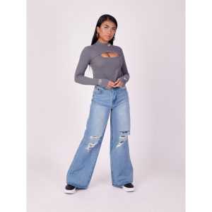 Dames-T-shirt met lange mouwen en borstopening Project X Paris