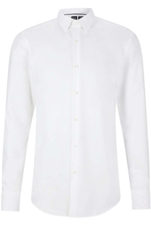 BOSS Slim Fit Overhemd wit, Effen