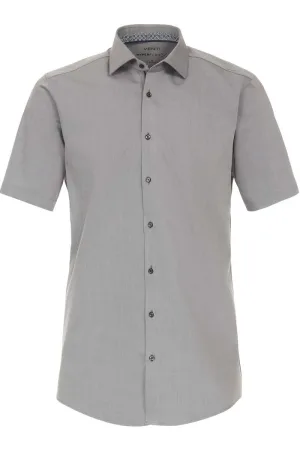 Venti Modern Fit Overhemd Korte mouw grijs