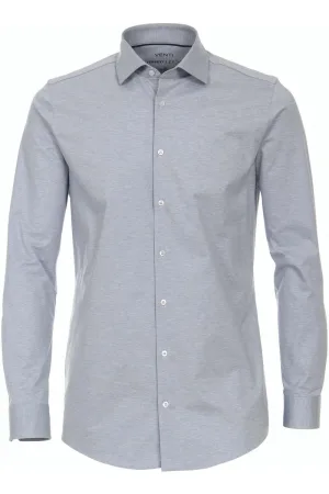 Venti Jerseyflex Body Fit Jersey shirt lichtblauw, Effen