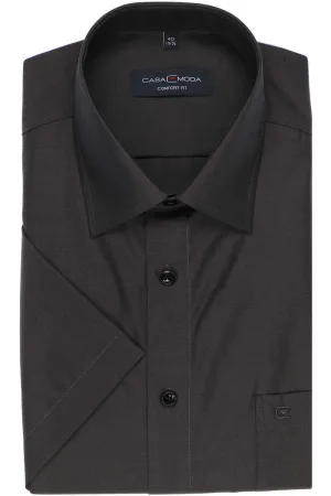 Casa Moda Comfort Fit Overhemd Korte mouw antraciet