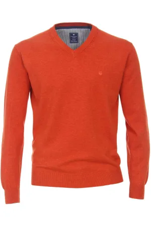 Redmond Casual Regular Fit Trui V-hals oranje, Effen