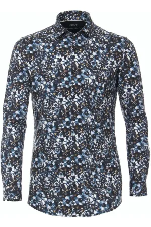 Venti Jerseyflex Body Fit Jersey shirt blauw, Motief