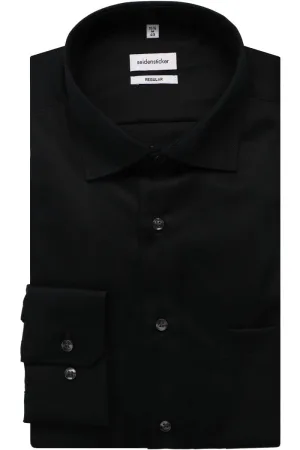 Seidensticker Overhemd zwart, Effen