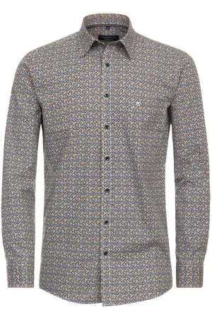 Casa Moda Casual Comfort Fit Overhemd geel, Print