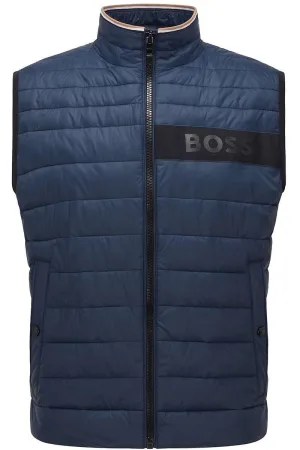 BOSS Regular Fit Gewatteerd vest donkerblauw, Effen