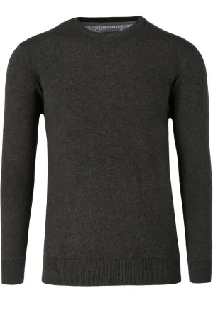 Redmond Casual Regular Fit Trui ronde hals antraciet, Effen