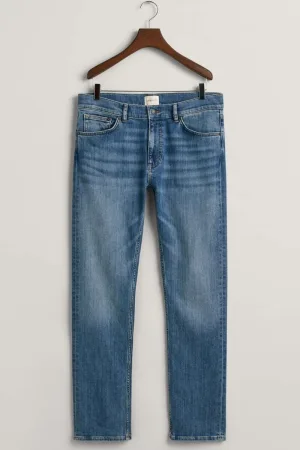 GANT Regular Fit Jeans donkerblauw, Effen