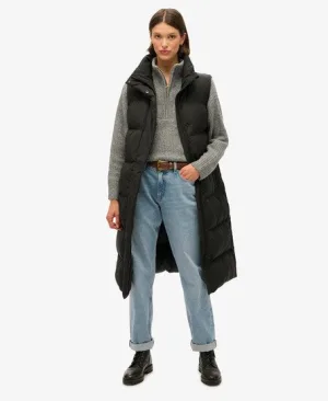Superdry Vrouwen Lange Pufferbodywarmer Zwart