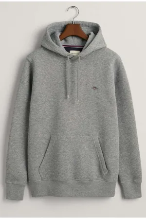 GANT Regular Fit Hooded Sweatshirt grijs, Effen