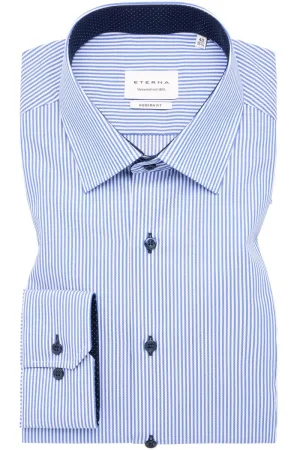 ETERNA Modern Fit Overhemd blauw/wit, Gestreept