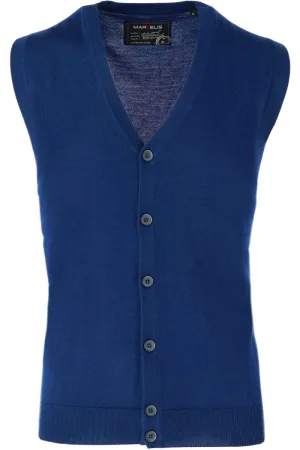 Marvelis Casual Modern Fit Gebreid vest kobalt, Effen