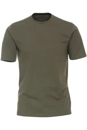 Redmond Casual Regular Fit T-Shirt ronde hals olijf, Effen