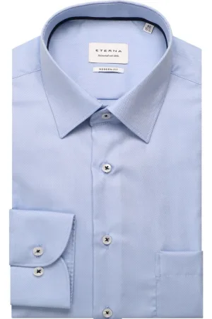 ETERNA Modern Fit Overhemd lichtblauw, Gestructureerd