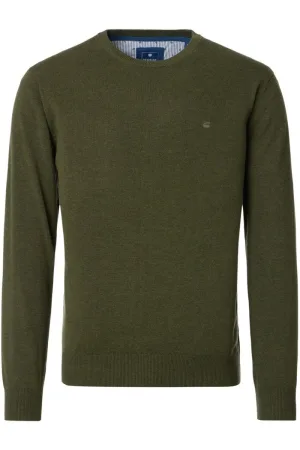 Redmond Casual Regular Fit Trui ronde hals groen, Effen