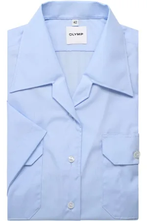 OLYMP Slim Fit Dames Overhemd blauw, Effen