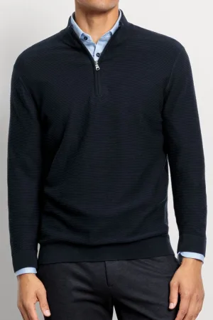 OLYMP Casual Regular Fit Trui ritssluiting marine, Effen